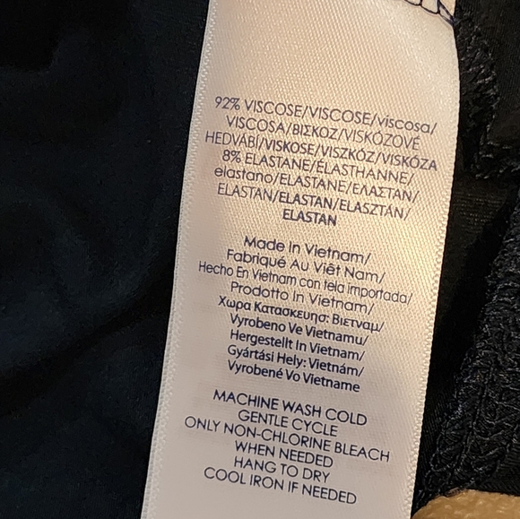 Chaps Navy Off Shoulder Long Sleeve Blouse with Tie Cuffs - Size M - Picture 6 of 6